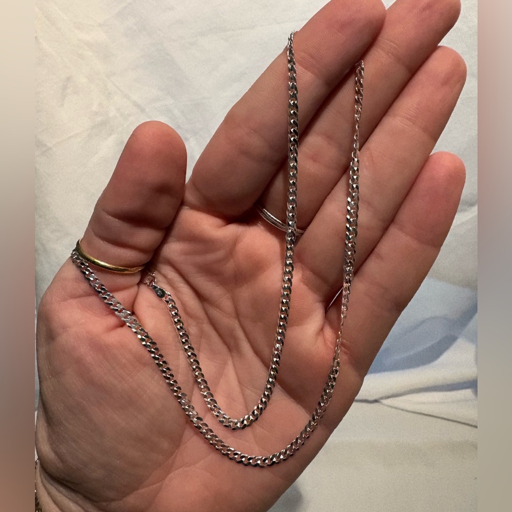 925 sterling silver – Cuban curb chain necklace – 18″ – 3 mm